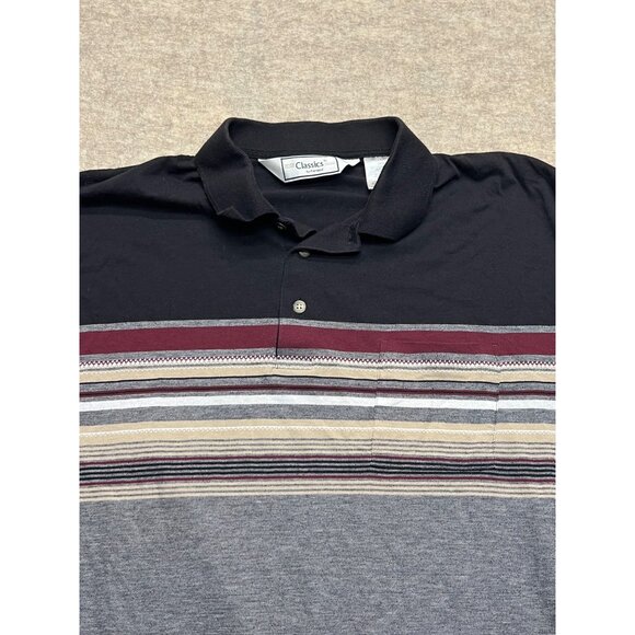 Vintage 90's Classics by Palmland Striped Short Sleeve Men's Polo Shirt 2XLT - Picture 2 of 9